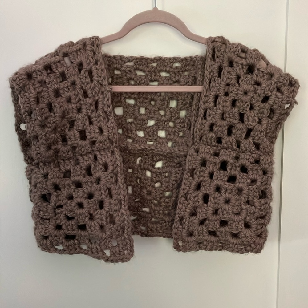 Handmade Crochet bolero Vest chunky - taupe - wool or synthetic wool